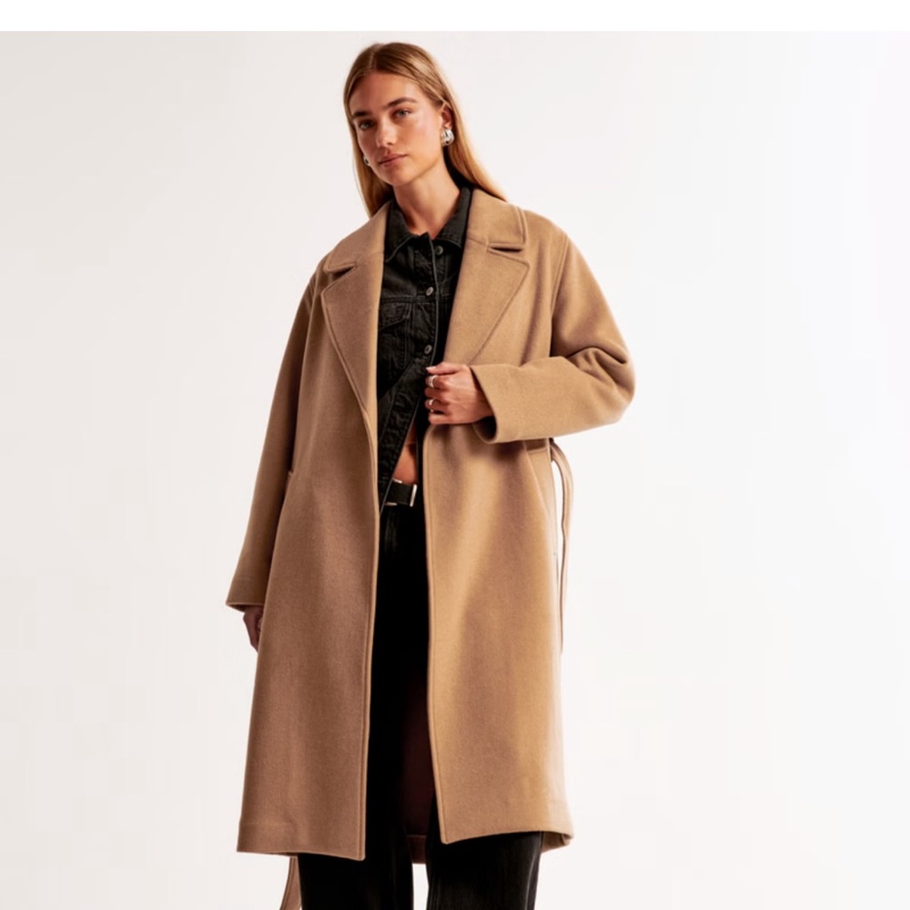 Abercrombie and fitch wool blend double cloth belted coat XL
